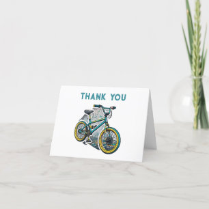 Carte De Remerciements Fête de vélo BMX pour enfants. Aventure de course 