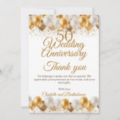 Carte De Remerciements Fête des 50 ans de mariage (Devant)