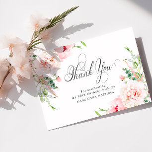 Carte De Remerciements Fête des 85 ans - Peony rose plat