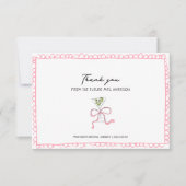 Carte De Remerciements Fête des mariées à main irky Martini Bow (Devant)