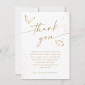 Carte De Remerciements Fête des mariées à papillon blanc et or (Devant)