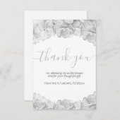 Carte De Remerciements Fête des mariées Argent Hydrangea Floral Script (Devant / Derrière)