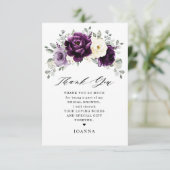 Carte De Remerciements Fête des mariées blanche d'aubergine de prune viol (Debout devant)