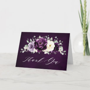 Carte De Remerciements Fête des mariées blanche de prune d'aubergine blan