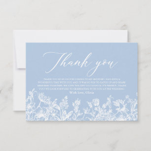 Carte de remerciements Fête des mariées bleue