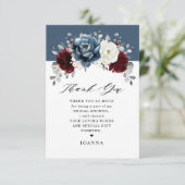 Carte De Remerciements Fête des mariées Boho blanc ivoire bleu ardoise (Debout devant)