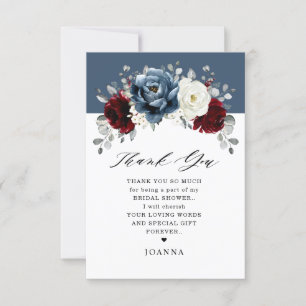 Carte De Remerciements Fête des mariées Boho blanc ivoire bleu ardoise