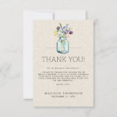 Carte De Remerciements Fête des mariées Boho de lin Fleurs sauvages d'aqu (Devant)