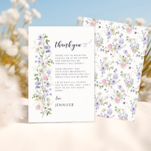 Carte De Remerciements Fête des mariées Boho Elegant Lavender Fleur sauva