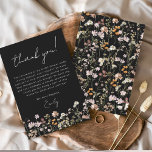 Carte De Remerciements Fête des mariées Boho Fleur sauvage noir<br><div class="desc">Express votre gratitude à notre Carte de remerciements de Fête des mariées Fleur sauvage. Cette carte magnifiquement conçue capte l'essence du charme de la nature, avec des fleurs sauvages vibrants sur fond de terre cuite chaude. Les fleurs sauvages délicats symbolisent la beauté et l'unicité de chaque moment partagé pendant la...</div>