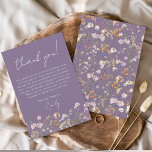 Carte De Remerciements Fête des mariées Boho Fleur sauvage violet<br><div class="desc">Express votre gratitude à notre Carte de remerciements de Fête des mariées Fleur sauvage. Cette carte magnifiquement conçue capte l'essence du charme de la nature, avec des fleurs sauvages vibrants sur fond de terre cuite chaude. Les fleurs sauvages délicats symbolisent la beauté et l'unicité de chaque moment partagé pendant la...</div>