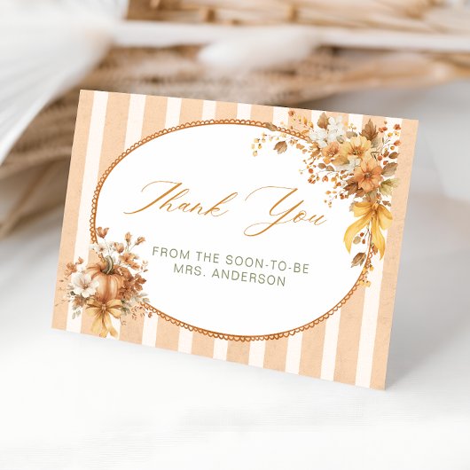 Carte de remerciements Fête des mariées Citrouille