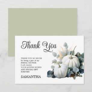 Carte De Remerciements Fête des mariées citrouille blanche et verte d'euc