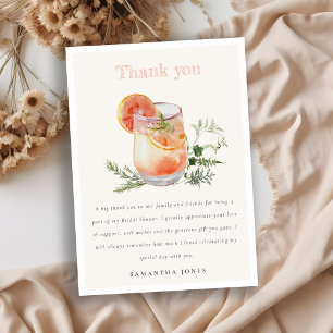 Carte De Remerciements Fête des mariées Cocktail Soft Blush Rose Orange