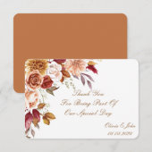 CARTE DE REMERCIEMENTS FÊTE DES MARIÉES COULEURS ROMANTIQUES (Devant / Derrière)