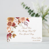 CARTE DE REMERCIEMENTS FÊTE DES MARIÉES COULEURS ROMANTIQUES (Debout devant)