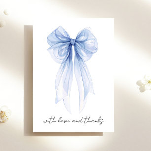 Carte De Remerciements Fête des mariées d'aquarelle Blue Coquette Bow