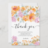 Carte De Remerciements Fête des mariées d'aquarelle florale Boho peinte à (Devant)