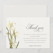 Carte De Remerciements Fête des mariées d'aquarelle florale de jonquille  (Devant / Derrière)