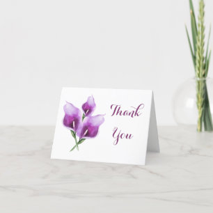 Carte De Remerciements Fête des mariées d'aquarelle florale violette Call