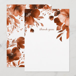 Carte De Remerciements Fête des mariées d'aquarelle Mocha Blooms sur mesu