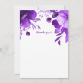 Carte De Remerciements Fête des mariées d'aquarelle pourpre fleurie PERSO (Devant)