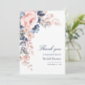 Carte De Remerciements Fête des mariées d'aquarelle rose (Debout devant)