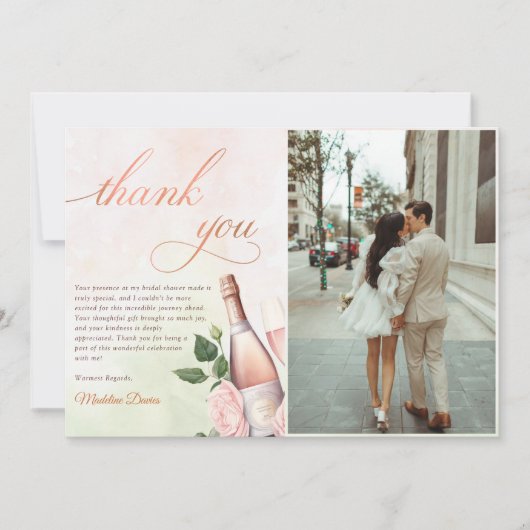 Carte De Remerciements Fête des mariées de champagne Brunch et Bubbly Pho (Devant)