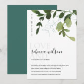 Carte De Remerciements Fête des mariées de feuillage moderne Green Eucaly (Devant / Derrière)