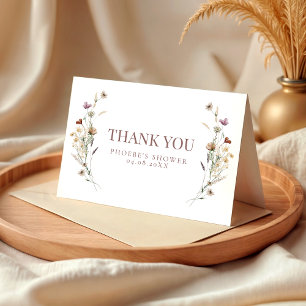 Carte De Remerciements Fête des mariées de Fleur sauvage Boho Watercolor 