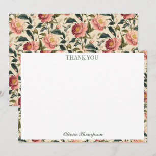 Carte De Remerciements Fête des mariées de fleurs rustique Rose