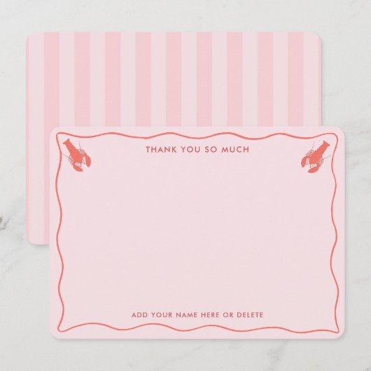 Carte De Remerciements Fête des mariées de gribouillis rose orange homard (Devant / Derrière)