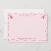 Carte De Remerciements Fête des mariées de gribouillis rose orange homard (Devant)