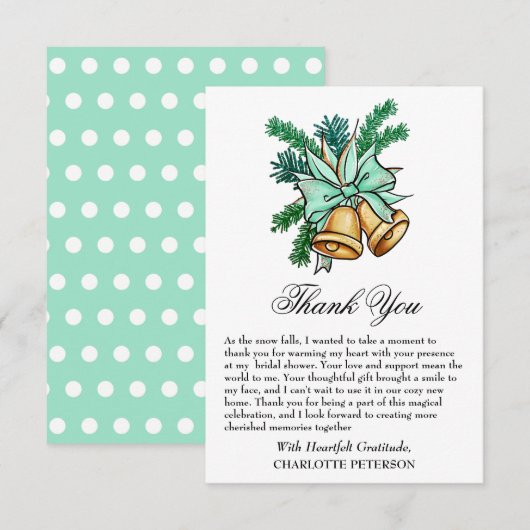 Carte De Remerciements Fête des mariées de Noël Jingle Bell (Devant / Derrière)