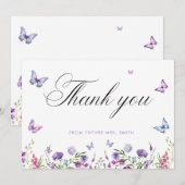 Carte De Remerciements Fête des mariées de papillons moderne Affiche de b (Devant / Derrière)