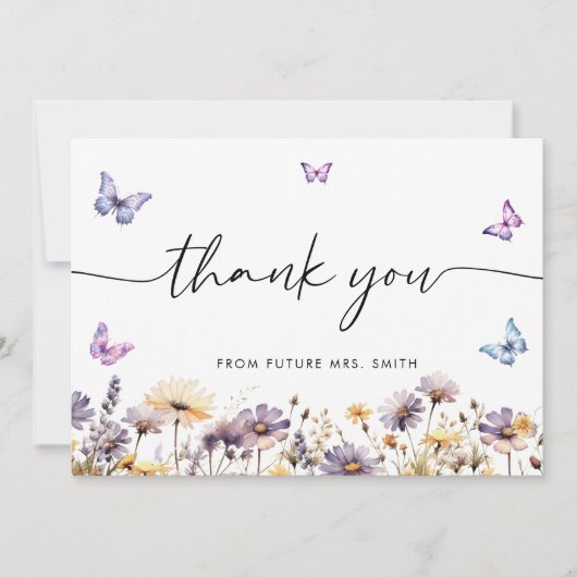Carte De Remerciements Fête des mariées de papillons moderne Affiche de b (Devant)