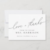 Carte De Remerciements Fête des mariées de script moderne et élégant (Devant)