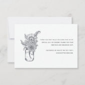 Carte De Remerciements Fête des mariées de script moderne minimal bleu nu (Dos)