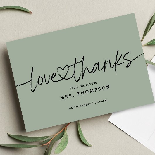 Carte De Remerciements Fête des mariées de script moderne minimaliste sim