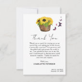 Carte De Remerciements Fête des mariées de tournesol jaune rustique (Devant)