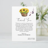 Carte De Remerciements Fête des mariées de tournesol jaune rustique (Debout devant)