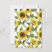 Carte De Remerciements Fête des mariées de tournesol jaune rustique (Dos)