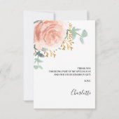 Carte De Remerciements Fête des mariées de verdure fleurie or rose (Dos)