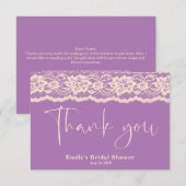 Carte De Remerciements Fête des mariées dentelle violette (Devant / Derrière)