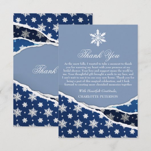 Carte De Remerciements Fête des mariées des flocons d'hiver (Devant / Derrière)