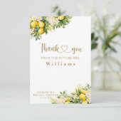 Carte De Remerciements Fête des mariées d'été moderne au citron (Debout devant)
