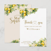 Carte De Remerciements Fête des mariées d'été moderne au citron (Devant / Derrière)