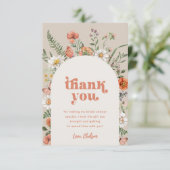 Carte de remerciements Fête des mariées fleur sauv (Debout devant)