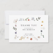 Carte de remerciements Fête des mariées fleur sauv (Devant)