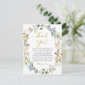 Carte de remerciements Fête des mariées fleur sauv (Debout devant)